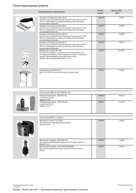 ÐÑÐ°Ð¹Ñ-Ð»Ð¸ÑÑ Festool 2011 PDF, 3.6 ÐÐ±