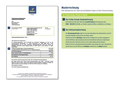 Musterrechnung - Tchibo