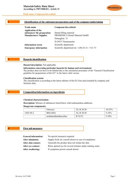 Safety Data Sheet Composan Bio Esthetic Pdf Tip Medipro Safety Data Sheet Composan Bio Esthetic Pdf Tip Medipro
