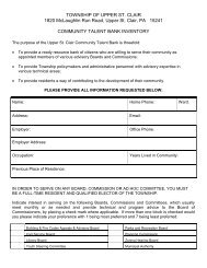 Talent Bank Form - Township of Upper St. Clair