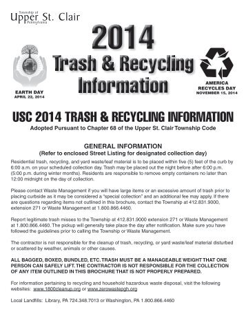 Trash and Recycling brochure - Township of Upper St. Clair