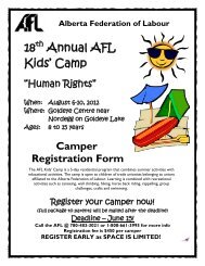 2012 Kids Camp Campers Formhot! - Alberta Federation of Labour