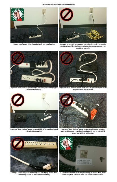 TWU Extension Cord/Power Strip Rule Examples Proper use of ...