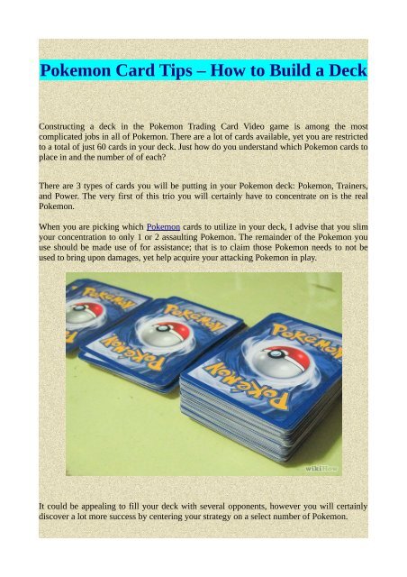 Pokemon Card Tips – How to Build a Deck