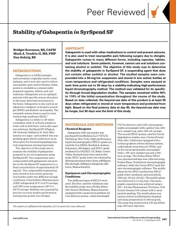 Stability of Gabapentin in SyrSpend SF - Fagron