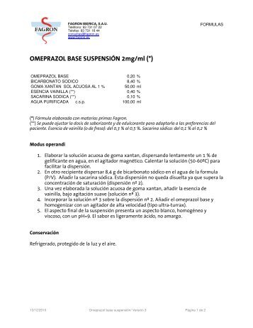 Omeprazol base suspension oral - Fagron