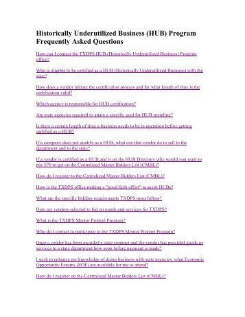 HUB FAQs (PDF) - Texas Department of Public Safety