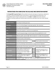 Salvage/MRE Inspection Report - Texas Department of Public Safety