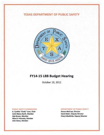 LBB Hearing Oct 19 2012 (PDF) - Texas Department of Public Safety
