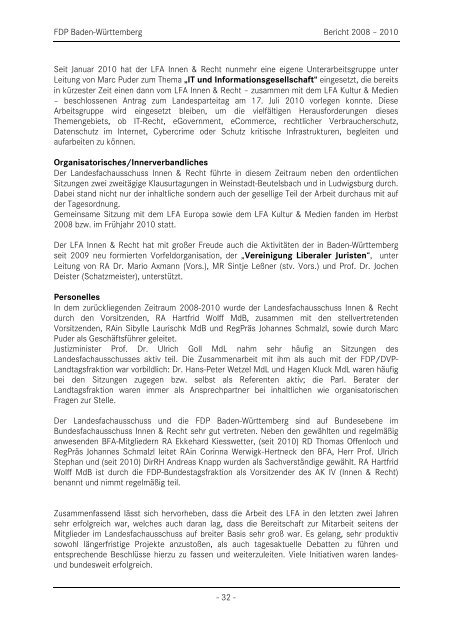 Geschäftsbericht 2008-2010 - FDP Baden-Württemberg