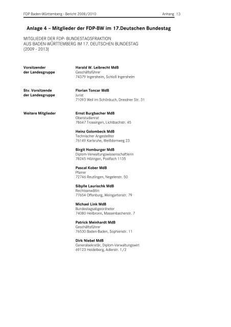 Geschäftsbericht 2008-2010 - FDP Baden-Württemberg
