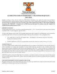 Transfer Application Packet - Texarkana Independent School District