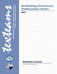 Rethinking Elementary Mathematics, Part 1 - Texarkana ...