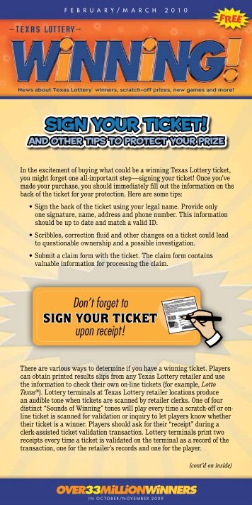 Sign Your Ticket! - Texas Lottery