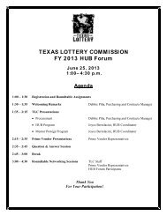 TLC 2013 HUB Forum Agenda and Planning ... - Texas Lottery