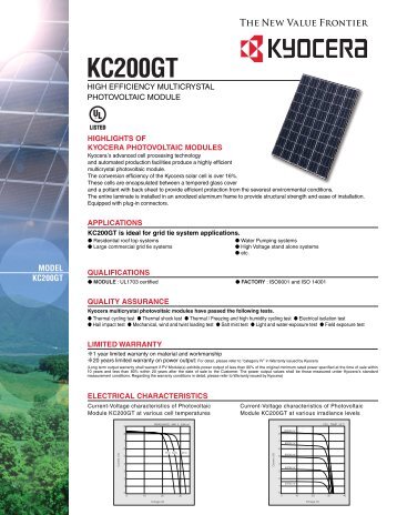 KC200GT - KYOCERA Solar