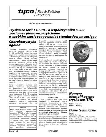 Tryskacze serii TY-FRB - Tyco Fire Products