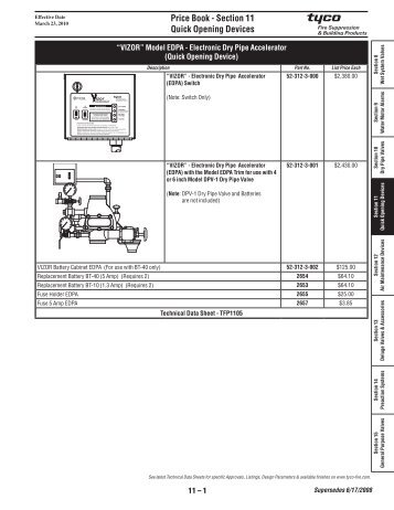 Price Book - Section 11 Quick Opening Devices - Tyco Fire Products