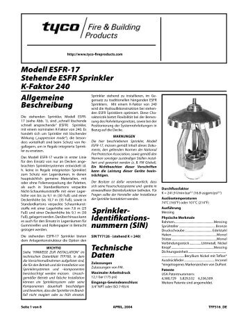 Sprinkler - Tyco Fire Products