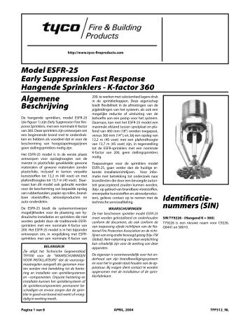 Model ESFR-25 Early Suppression Fast Response Hangende ...