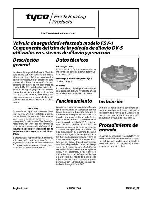 VÃ¡lvula de seguridad reforzada modelo FSV-1 Componente del ...