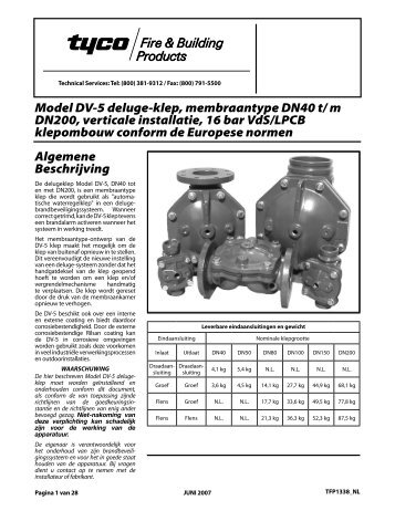 Algemene Beschrijving Model DV-5 deluge-klep, membraantype ...