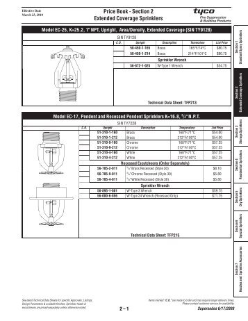 Section 2 Extended Coverage Sprinklers - Tyco Fire Products