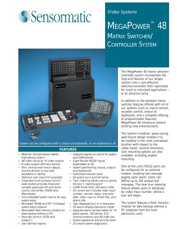 megapower™ 48 matrix switcher/controller system datasheet