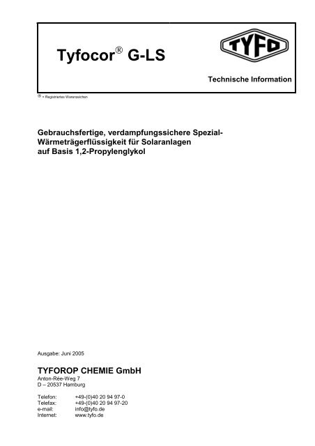 Tyfocor G-LS - Tyforop Chemie GmbH