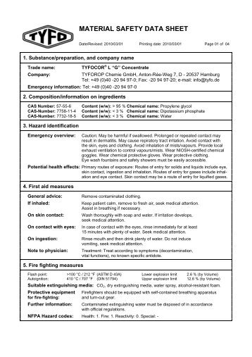 MATERIAL SAFETY DATA SHEET - Tyforop Chemie GmbH