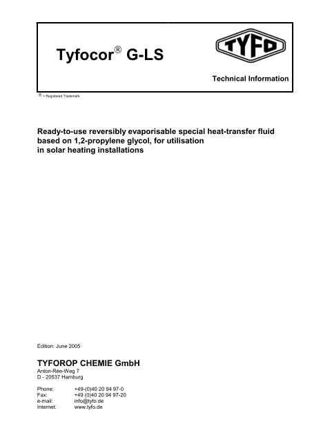 Tyfocor G-LS - Tyforop Chemie GmbH