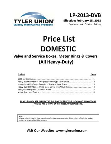 lp 2013dvb - domestic valve boxes & municipal castings - Tyler Union
