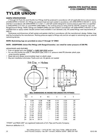 UNION-TITE DUCTILE IRON C153 COMPACT FITTINGS - Tyler Union