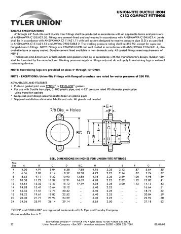 UNION-TITE DUCTILE IRON C153 COMPACT FITTINGS - Tyler Union