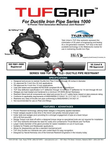 For Ductile Iron Pipe Series 1000 - Tyler Union