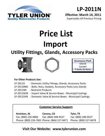 tyler union mj c153 ductile iron import fittings lp2011-n