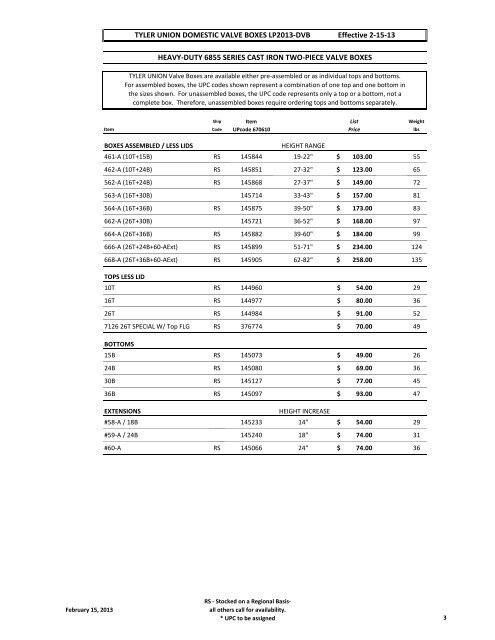 Price List - Tyler Union