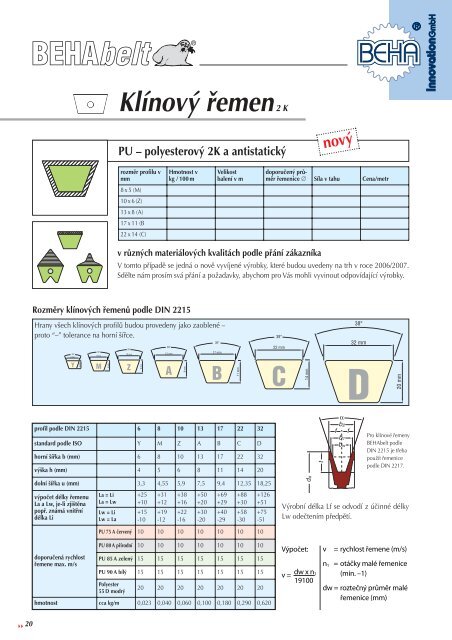 Katalog polyuretanovÃ½ch ÅemenÅ¯ Beha Belt - Tyma CZ, s.r.o.