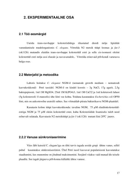 TARTU ÃLIKOOL LOODUS- JA TEHNOLOOGIA TEADUSKOND ...