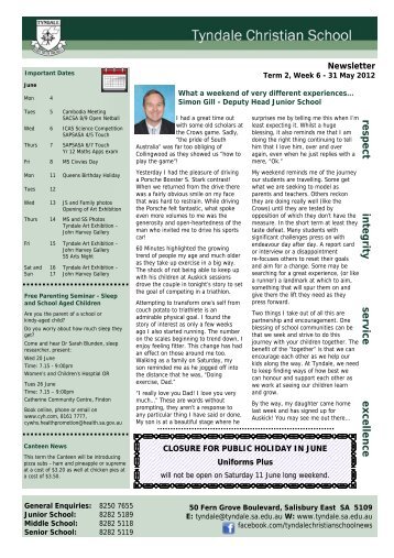 TCS Newsletter Term 2 Wk 6.pub - Tyndale Christian School