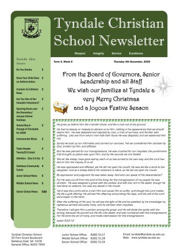 TCS Newsletter Term 4 Wk 8.pub - Tyndale Christian School