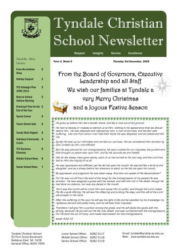 TCS Newsletter Term 4 Wk 8 - Tyndale Christian School