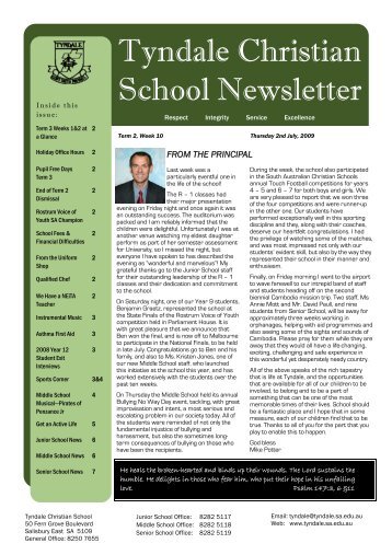 TCS Newsletter Term 2 Wk 10 - Tyndale Christian School