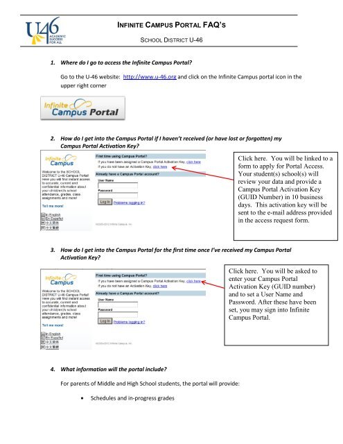 Infinite Campus FAQ's - School District U-46