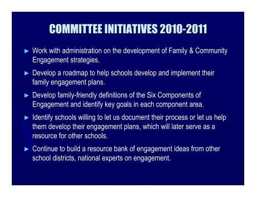 Family & Community Engagement Committee CAC Report