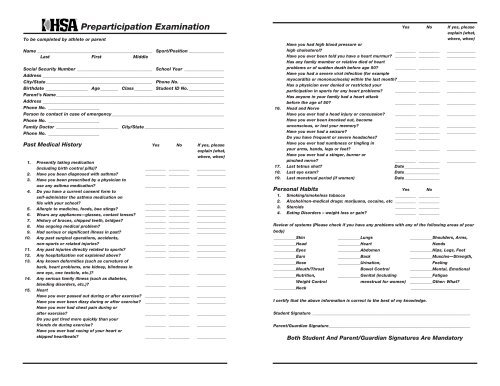 IHSA Physical Form - Athletics2000.com