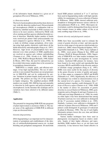 Inter simple sequence repeat (ISSR) polymorphism and its ...