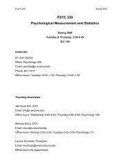 PSYC 230 Psychological Measurement and Statistics - University of ...