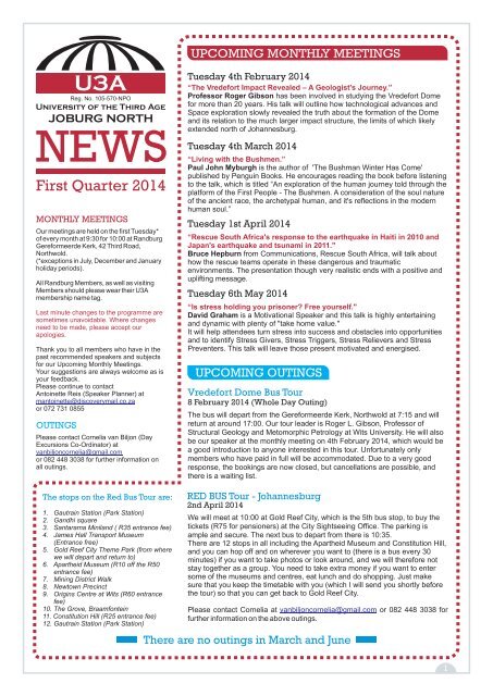 Newsletter Second Quarter 2013 - U3A South Africa