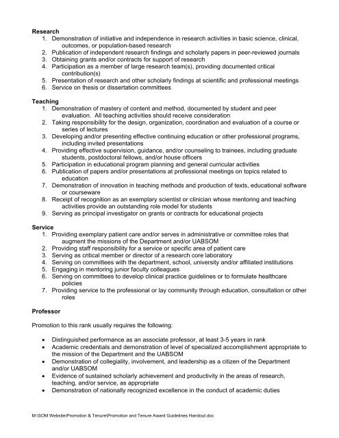 Faculty Appointment, Promotion and Tenure Award Guidelines ...
